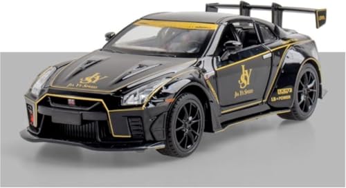 Image of 1:24 Scale Niss-aan Skyline Ares GTR R-35 Model Alloy Metal Pull Back Toy car for Kids with Openable Doors & Light, Music Toy Vehicle for Kids (Nissaan Skyline Ares GTR R-35 (Black))