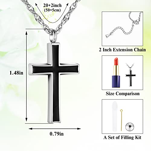 Dletay Cross Urn Necklace for Ashes Stainless Steel Cremation Jewelry for Ashes Memorial Ash Necklace for Men Women3