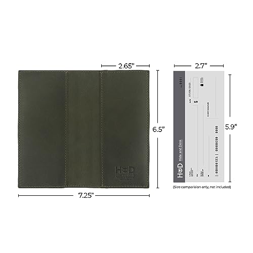 Image of Hide & Drink, Checkbook Cover, Minimalist Organizer for Personal or Business Finances, Bill Holder, Full Grain Leather, Handmade, Dark Jade