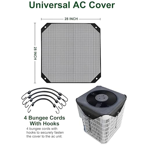 Image of Air Conditioner Cover for Outside Units, 28 inch x 28 inch Central AC Covers, Top Universal Mesh Cover Defender for All Seasons