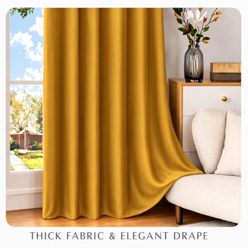 Image of STITCHNEST 'Solis Series' Premium Satin Room Darkening Curtains 7 Feet Long Set of 1 | Door Curtain 7 x 4 Feet | Blocks 70-80% Light | Ideal for Bedroom, Living Room & Home Decor