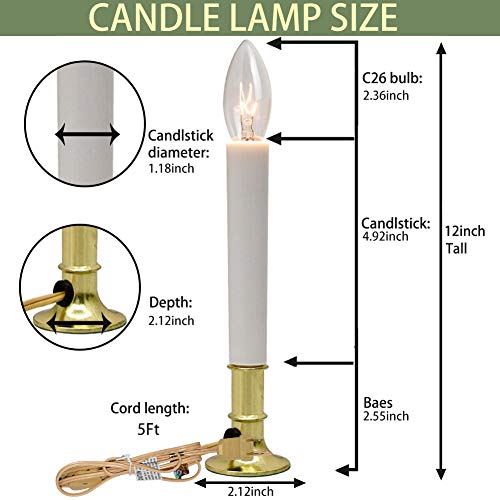 GOOTHY-Electric-Window-Candles-Lights-with-Golden-Plated-Base-Plug-in-Christmas-Window-Candles-Lamp-with-C26-Clear-Lights-Bulb-Turn-OnOff-4-Pack GOOTHY Electric Window Candles Lights with Golden Plated Base Plug in Christmas Window Candles Lamp with C26 Clear Lights Bulb Turn OnOff 4 Pack
