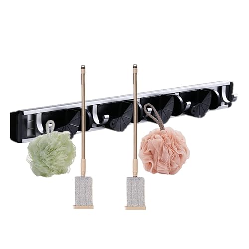 Porte Balai Mural, Cuisine Salle De Bain Jardin Balai Balai Porte - Balai Multifonctions Balai Mural Avec 4 Supports Et 5 Crochets (noir) Cover