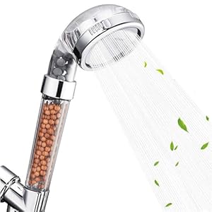 Vnsely Ionische douchekop, hoge druk waterbesparing 3 modus functie gefilterd handdouchekop, Anion Energy Ball zuivert water douche Chloor verwijderen, verzacht hard water