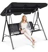 DREAMADE 3 Sitzer Hollywoodschaukel, Gartenschaukel mit verstellbarem Sonnendach, aus Metallgeste...