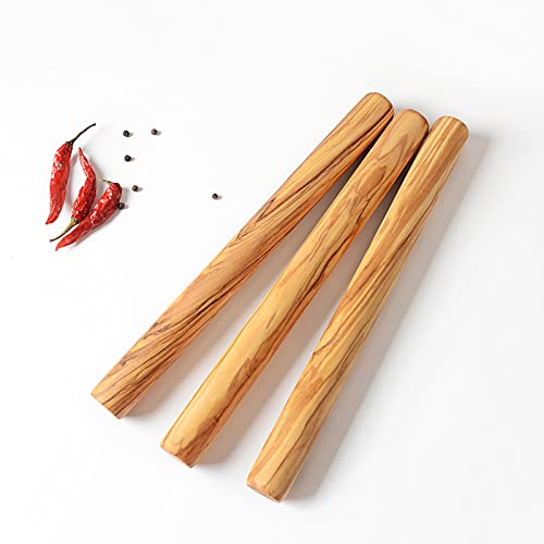 Ideaolives Olive Wood Rolling Pin, Natural Wood Dough Roller, French Rolling Pins For Baking, Non-Toxic Thin Rolling Pin For Pizza Bread Fondant Pasta, Wooden Pizza Roller With No Dents Or Gaps, 11.5" #TOP6