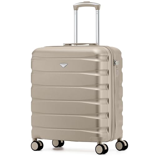 Flight Knight Lightweight Travel Suitcase 56x45x25cm | Hard Shell Carry On Luggage with Aluminum Telescopic Handle, 8 Wheel & TSA Lock | Approved for British Airways, Jet2 & EasyJet Overhead Bag