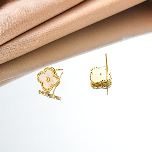 MAARRING Four Leaf Clover Earrings for Women Mother of Pearl Stud Earrings 925 Silver Post with Gift Box4