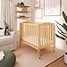 Dream On Me 3-in-1 Portable Folding Stationary Side Mini Baby Crib in Natural & Mattress, GreenGuard Gold & BSA, Use as Changer & Playpen, Locking Wheels, 3 Mattress Heights, Extra Firm Mattress
