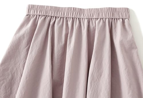 Womens Pleated Midi Skirt Elastic High Waist A-Line Skirts Loose Fit Casual Skirt with Pockets for Porm Party Club2