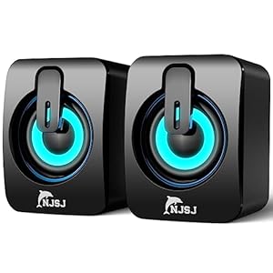 Computer Speakers, NJSJ A2 2.0 Wired Desktop Speaker,USB Powered,3.5 mm AUX-in, Volume Control,LED Light Mini Gaming Speaker for PC, Laptop, Tablets, Cellphone, MP3