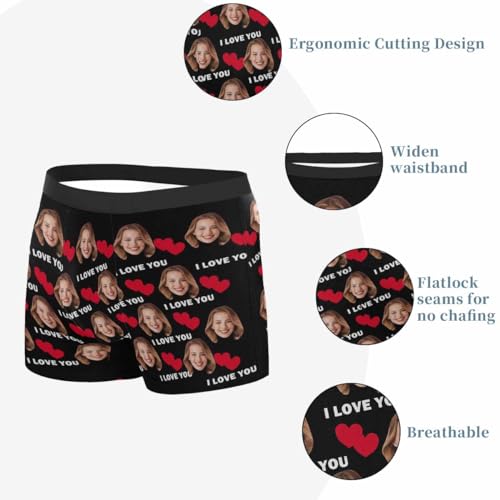 Custom Men's Face Boxer Briefs Underpants, Personalized Underwear Short with Photo Face Valentines Day Gifts for Him 6