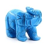 Gemstone Blue Turquoise Elephant Figurines Hand Carved Pocket Statue Healing Crystals Good Luck for Home Decor 1.5 inches