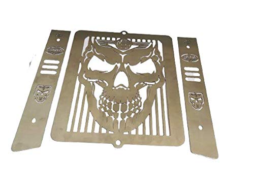 Image of Motorcycle Radiator Guard Protector Grill for (JAWA Skull Silver)