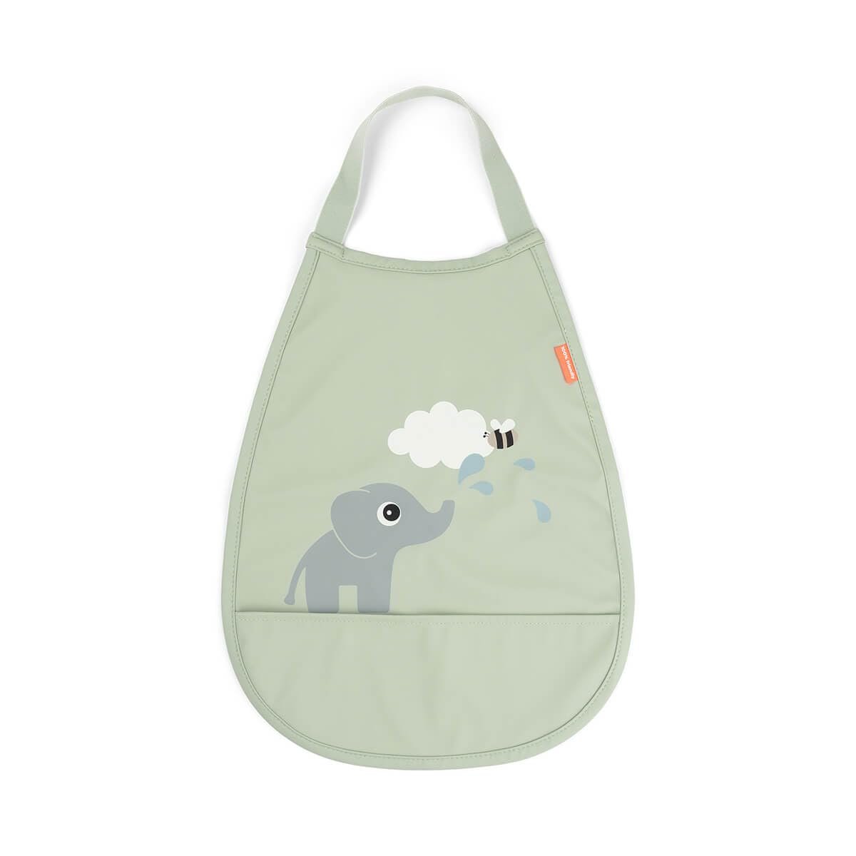 Done by Deer Pull On Bib - Waterproof with Crumb Catcher Pocket & OEKO-TEX Certified, Elphee Green, 35 x 26,5 cm.