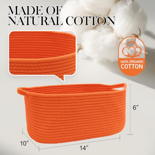 Image of Woven Basket with Gift Bags and Ribbons, 14 inchX10 inchX6 inch Storage Basket Orange