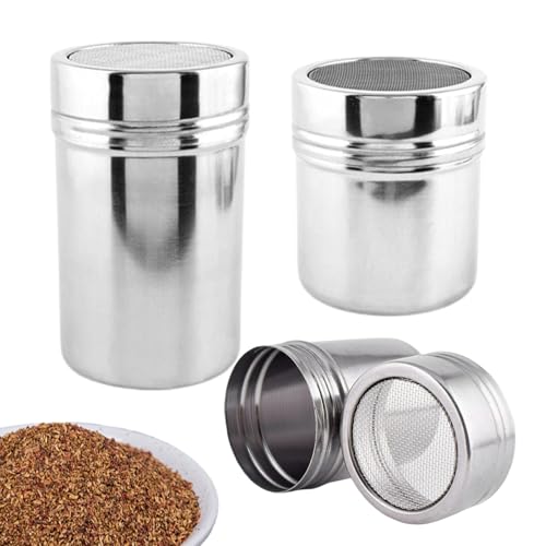 Polvorizador Para Harina | Dosificador Para Azúcar En Polvo Y Repostería | 3 Piezas Acero Inoxidable Equipo Cocina para Pastelería Cafetería Comida Callejera