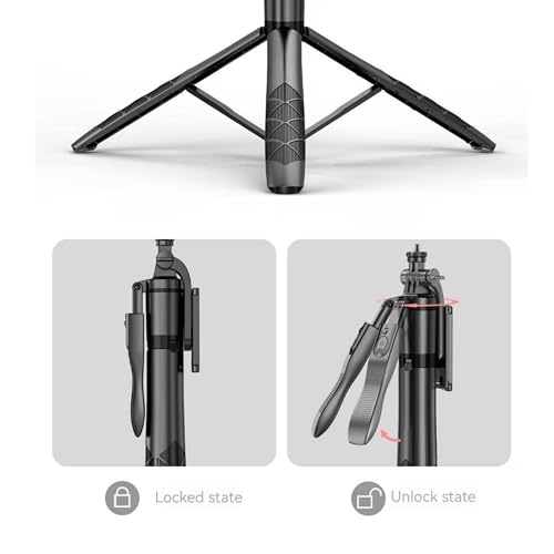 Image of LikeStar 61-Inch Extendable Selfie Stick Tripod with Wireless Remote & Phone Holder - Lightweight, Adjustable, Compatible with iPhone & Android for Travel, Vlogging, and Photography L16 - Black