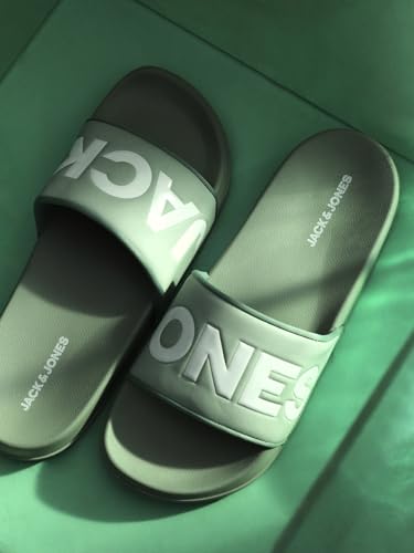 Image of JACK&JONES Men's Oversized Logo Print Pool Sliders
