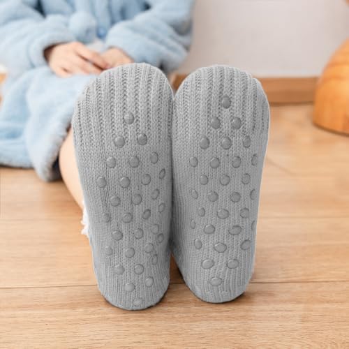 Image of Fluffy Fuzzy Warm Slipper Socks for Women Men Thick Fleece Lined Non-Slip Socks Indoor Floor ChristmasGiftsfor women Winter super Soft Warm Cozy Grip Socks