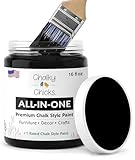 Chalky Chicks 16 Fl Oz Matte Starless Night Black Chalk Paint for Furniture Without Sanding - No Prep Furniture Paint No Sanding All in One for Crafts, Wood, Cabinet, Walls, Metal, Dresser, Farmhouse