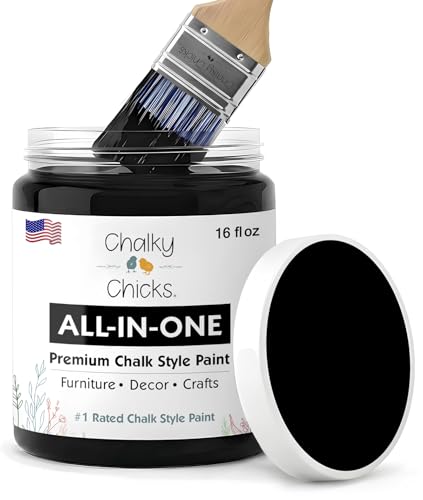 Chalky Chicks Black 16 Oz Chalk Paint for Furniture No Sanding All in One
