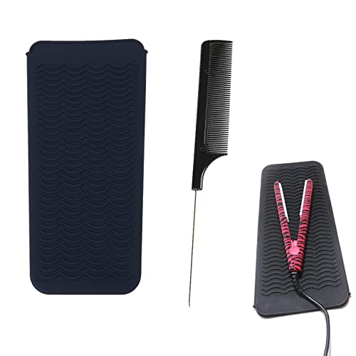 Funda de Silicona Resistente al Calor,Funda de Silicona al Calor,Alfombrilla Resistente al Calor Para Rizadores,Estera de Silicona Resistente al Calor,Portátil Alfombrilla Térmica para Plancha de Pelo
