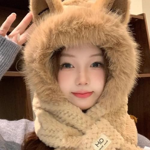 Scarf Hat with Fox Ears - Women's Winter Hooded Cozy Bear Hoodie for Cold Weather - Ultimate Warmth4