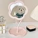 KZhuim Pink Flower Makeup Mirror for Desk - Adjustable Desktop Vanity Mirror with Tray Organizer, Cute Flower Shaped Dressing Mirror for Women Girls, Home Bathroom Bedroom Decor Gift (Pink)