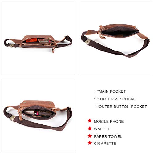 Genuine Leather Waist Bag Vintage Crossbody Fanny Pack Bum Bag for Sport Hiking Traveling Climbing - Image 7