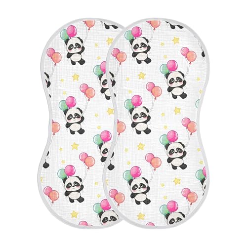 xigua Colorful Balloons and Pandas Muslin Baby Burp Cloths Set of 4, Super Soft & Absorbent Burping Rags, Cotton Burp Clothes Shower Gift for Newborn, Baby Girls and Boys2