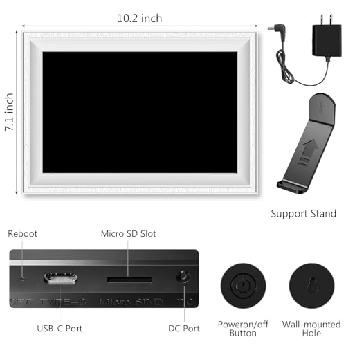 Smart White Digital Picture Frame WiFi Send Photos from Your Phone 16GB Storage 10.1inch 1280x800 IPS Touch Screen Digital Photo Frame Auto-Rotate Wall Mountable Photo Picture Frame Digital - image 8