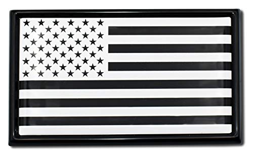 Image of Elektroplate American Flag Inverted Black and White All Metal Chrome Emblem for Cars, Trucks, and All Auto | Universal Fit at 3.8 inch x 2.5 inch | Weatherproof