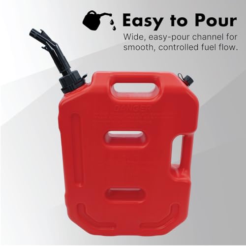 LAUCO Portable Fuel Tank Caddy, 10L / 2.6 Gallon Gas & Diesel Container with Transfer Hose and Nozzle, Mobile Fuel Storage for Boats, Docks, Farm, Shop & Garage 87237 - Thumbnail 3