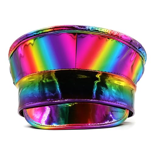 Shimmering Marine Hat Fashion PU Leather Flat Top for Carnival Party Music Festival Stage for Theme Events Theme Party Costume Hat4