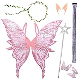 feenflügel blau 【Besonderes Geschenk】 Dieses Set süßer Feen flügel ist ein tolles Geschenk für Kinder, Freunde und Familie. Setzen Sie Feenflügel und Elfenohren auf und genießen Sie die Freude, eine Feenelfen und eine Schmetterlingsfeen zu sein.