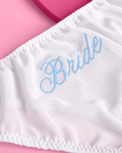 xo, Fetti White Ruffle Bride Thong, S/M/L | Embroidered Underwear, Bridesmaid Gift, Bridal Shower Lingerie, Outfit Accessory2