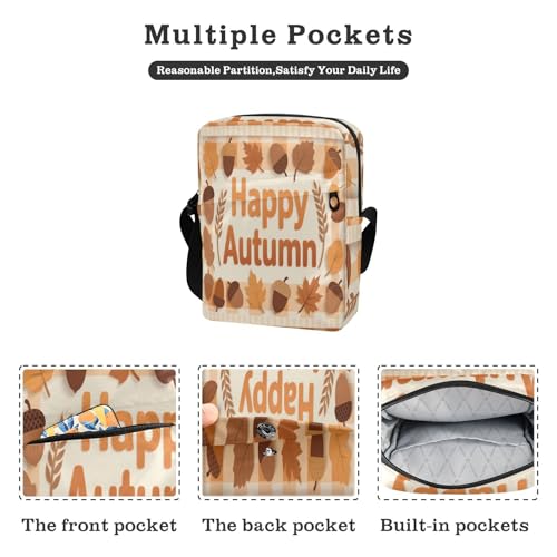 mens messenger bag men shoulder bag Women's Purses Adjustable Strap for Travel Travel- Autumn Silhouette Leaves2