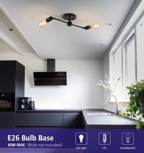 Priluce Semi Flush Mount 2 Light Ceiling Light Modern Industrial Sputnik Black Close To Ceiling Light With Adjustable Head Lighting Fixture Vanity Light For Kitchen Living Room Bedroom Hallway #TOP1