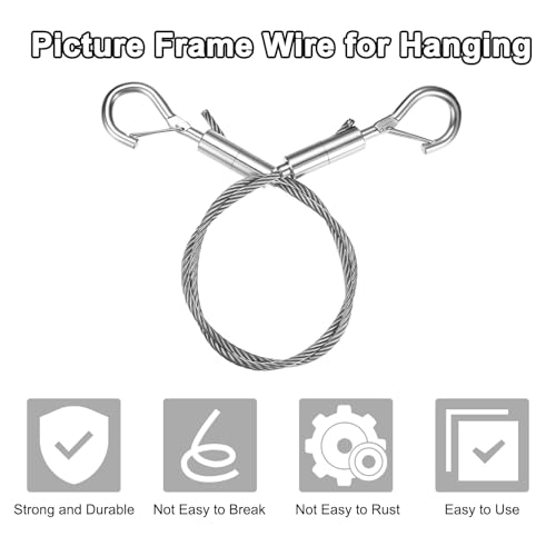 Image of M METERXITY 1-Pack Adjustable Picture Hanging Wire Kit, 0.5mx4mm Mirror Hanging Wire, Holds Up to 882lbs(400kg) 1.6FT Picture Frame Wire for Billboards /Basket /Flowerpot