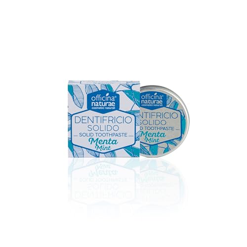 Officina Naturae | Dentífrico de viaje en pastillas, pasta de dientes sólida en tabletas con sabor a menta, 100% reciclable, 21 tabletas