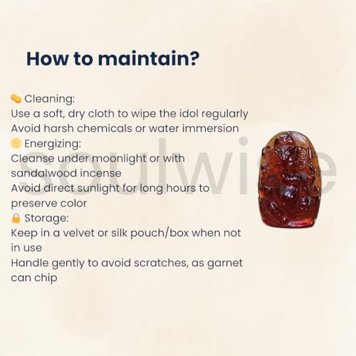 Image of SOULWISE Gomed Ganesha Idol 23 Carats Hessonite Garnet Ganesh Murti for Home Temple Vastu Spiritual Idol for Protection Desk Decor Puja Gift for Office Home