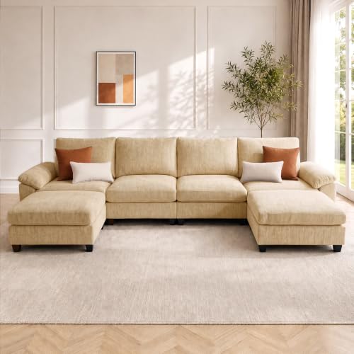 Image of Sectional Couches for Living Room, 141 inch U Shaped Cloud Sofa & Couch