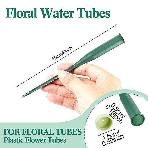 Image of Tessco for you 270 Pcs Floral Water Tube 6 Inch Floral Tubes Plastic Flower Supplies for Fresh Flowers with Rubber Cap for Flower Stem Arrangements Florist Supplies
