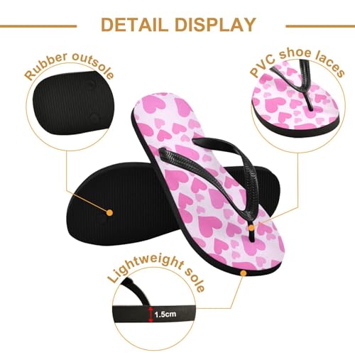 Pink Hearts Flip Flop Beach Summer Casual Sandal for Women & Men Shower Shoes 208617622