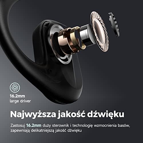 SoundPEATS RunFree Lite Otwarte Słuchawki Douszne Bluetooth 5.3, Sportowe Słuchawki Douszne z Mikrofonem, Sterowniki 16,2 mm, 17 Godzin Odtwarzania, Wielopunktowy do Biegania, Jazdy