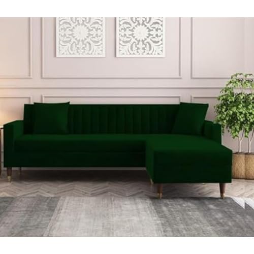 Image of 4 Seater Sofa Set with Two Cushions Perfect for Home Office Guests Living Room (Green, 4 Seater)