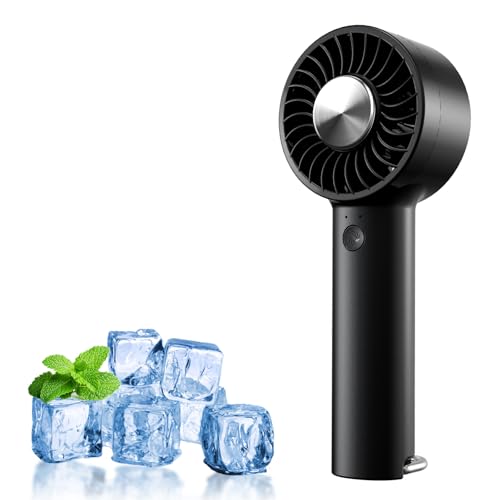 BEYYON Tragbarer Handventilator mit kühlung 5 Windstärken 3-in-1 Hand Karabiner& Tischventilator Ultraleicht Mini Ventilator mit Turbo-Lüfter für Reisen Strand Arbeit & Outdoor