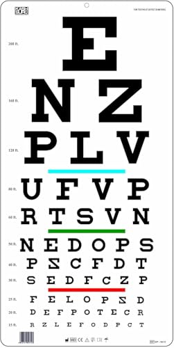 KASHSURG Snellen Letter Eye Chart with Red Green Blue Bar Visual Acuity Test 6m / 20ft_197_Pack of 29.