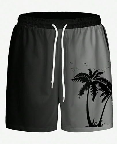 Hodaweisolp Men's Swim Trunks Palm Coconut Tree Print Hawaii Holiday Board Beach Shorts with Pockets2